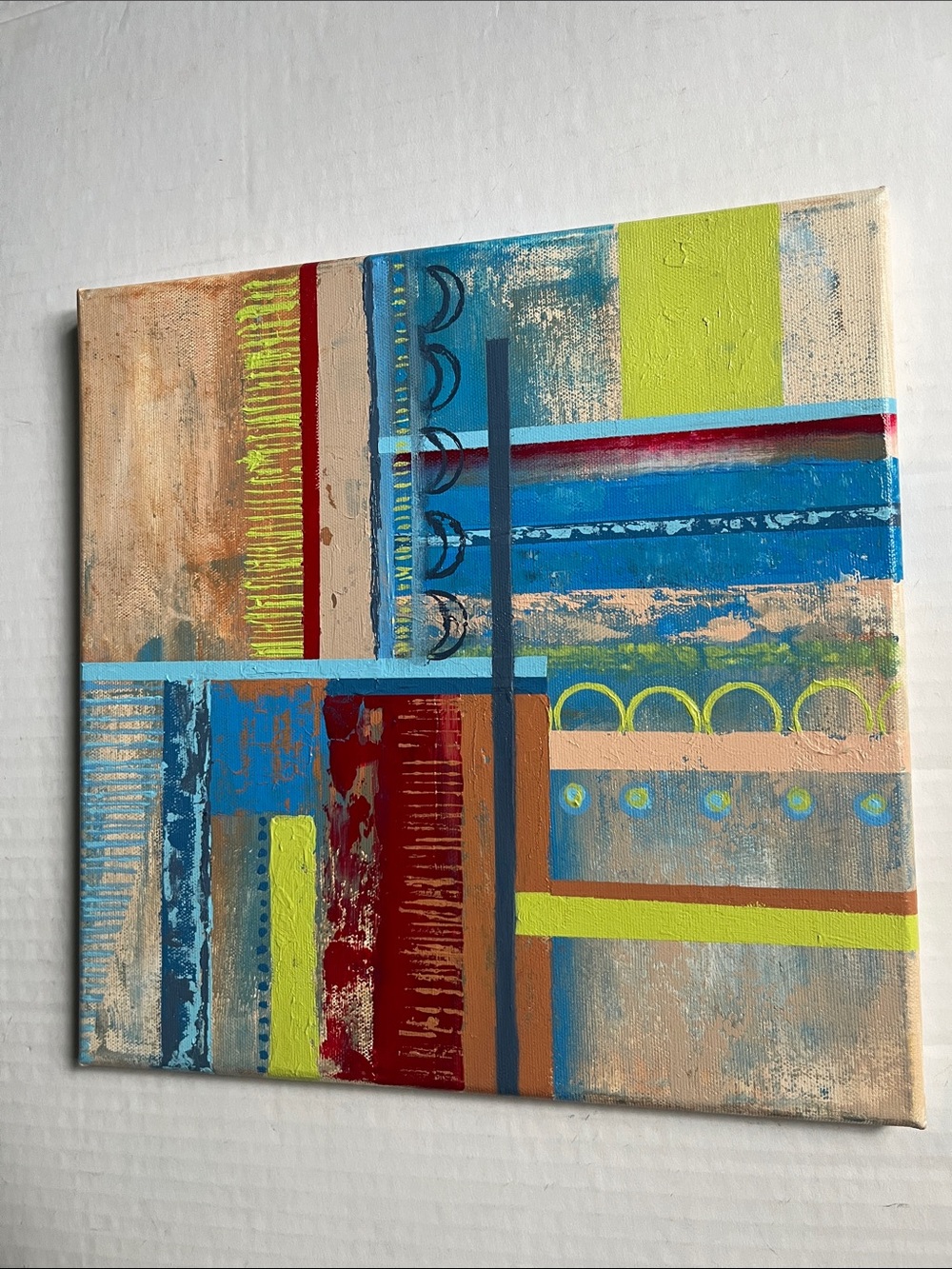 Abstract Geometric Canvas Art 12x12 Hand-painted Original